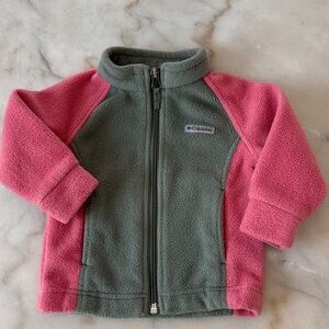 Columbia Baby Girls' Benton Springs Fleece Zip Jacket in Pink Green 6-12 Months